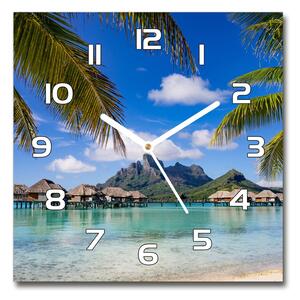 Ceas perete din sticlă pătrat Palmieri pe Bora Bora