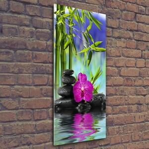 Tablou din Sticlă Orhidee și bambus