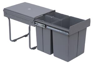 Homcom Cos Gunoi Ecologic 40L – 3 Compartimente Separate, Gri | Aosom Romania