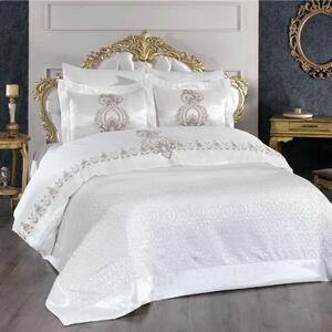 Set de Pat 6 Piese Super Lux , Bumbac Premium cu Broderie Manuala Aurie