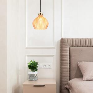 Globo Lampă suspendată Jessica, Ø 22 cm, culoarea chihlimbarului, sticlă, reglabil, Bej, Camera de zi / sufragerie, Sticlă