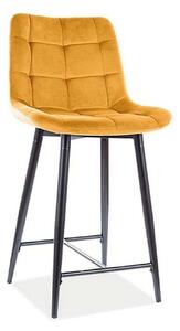 Scaun bar CHIC H-2, galben - Bluvel 68/negru, stofa catifelata/metal