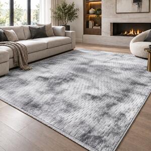 Covor camera antiderapant Welsoft Plus, model abstract, gri, 200x300 cm