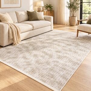 Covor camera antiderapant Welsoft, model abstract, bej-taupe, 200x300 cm