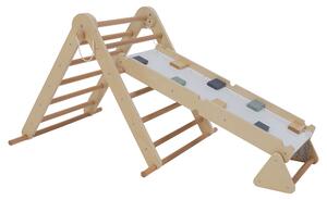KONDELA Montessori Triunghiul Pikler 3în1, natural/mix de culori, OPRIN