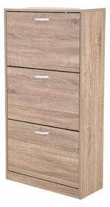 Dulap pantofi JUMI Sonoma, 3 compartimente rabatabile, PAL laminat, 60x24x113 cm