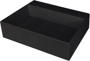 Lavoar de granit Deante Correo, blat cu raft sub baterie și placă de acoperire 500x400x130 mm, negru, CQR_NU5M