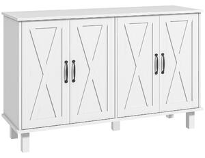 Dulap multifuncțional MDF cu 4 nivele cu 2 rafturi reglabile pentru sufragerie, bucătărie și intrare, 120x37x75 cm, alb HOMCOM | Aosom Romania