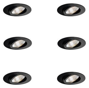 Set de 6 spoturi încastrate negre 6,8 cm, inclusiv LED 750 lm, cu dimmer IP65 - Gaius