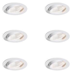 Set de 6 spoturi încastrate albe 9,5 cm, inclusiv LED 1300 lm, reglabile, IP23 - Gaius
