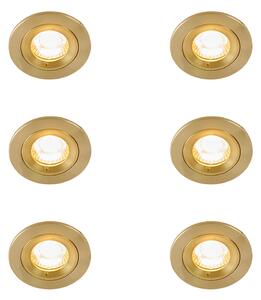 Set de 6 spoturi încastrate moderne aurii rotunde IP44 - Xena