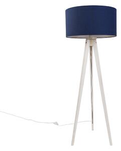 Lampă de podea trepied albă cu abajur din material textil albastru închis 50 cm - Tripod Classic