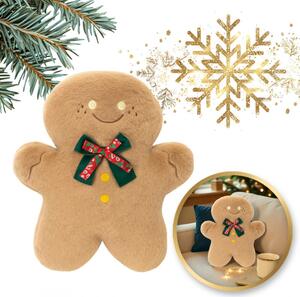 Perna decorativa din catifea in forma de turta dulce GINGERBREAD, bejă