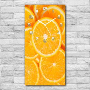 Ceas perete din sticlă dreptunghiular felii de portocale