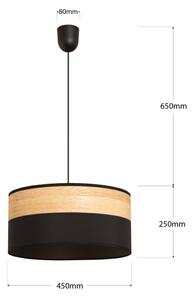 Pendul ALBA pe cablu, 1xE27/15W/230V, diametru 45 cm, negru/maro