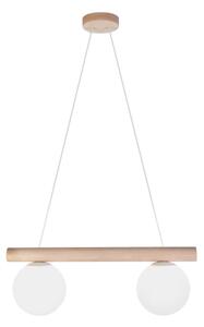 Lustră suspendată pe cablu WOODSTOCK 2xE27/15W/230V lemn/crem