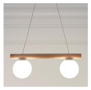 Lustră suspendată pe cablu WOODSTOCK 2xE27/15W/230V lemn/crem