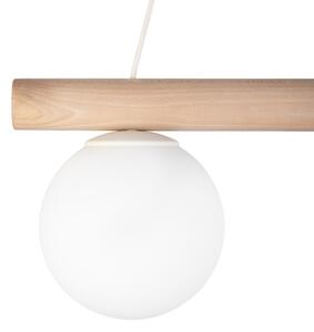 Lustră suspendată pe cablu WOODSTOCK 2xE27/15W/230V lemn/crem