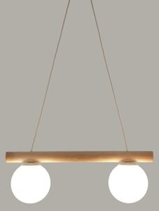Lustră suspendată pe cablu WOODSTOCK 2xE27/15W/230V lemn/crem