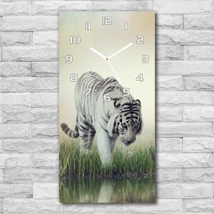 Ceas vertical de perete din sticlă tigru alb
