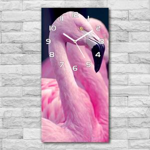 Ceas de sticlă pe perete vertical Flamingos