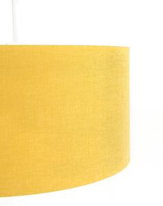 Lampă suspendată albă cu abajur galben 50 cm - Combi 1