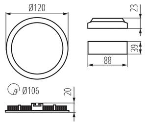 Plafonieră LED încastrată pentru baie ROUNDA LED/6W/230V IP44 neagră Kanlux 33562