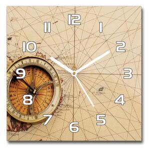 Ceas din sticlă pătrat Compass pe hartă