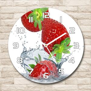 Ceas perete din sticlă rotund Căpșuni și apă