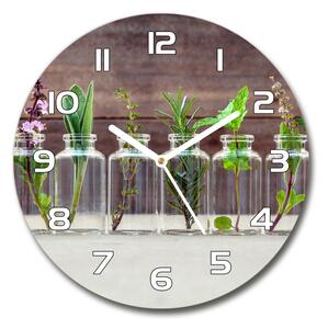 Ceas de sticlă pe perete rotund Plantele în borcane