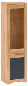 Vitrina FIDEL A1, stejar artisan/gri grafit, PAL laminat/sticla, 55x42