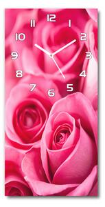 Ceas din sticlă dreptunghiular vertical trandafiri roz