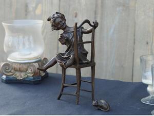 Statuie de bronz moderna Girl on chair 22x11x10 cm