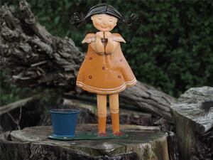 Figurina metal Metal Girl with Pot Decoration, 49x12x30 cm