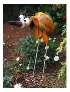 Figurina metal Large colourful bird (yellow), 90x30x78 cm