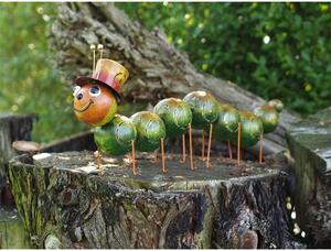 Figurina metal Large caterpillar with hat, 30x15x75 cm