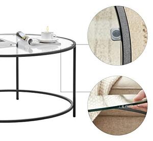 Masuta de Cafea Model Marcelo, 84x84x45.5 cm, Negru, Blat Sticla securizata