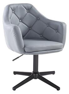 HR831CROSS Scaun Piele Ecologica Gri cu Bază Neagră