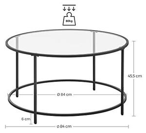 Masuta de Cafea Model Marcelo, 84x84x45.5 cm, Negru, Blat Sticla securizata