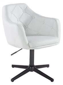 HR831CROSS Scaun Piele Ecologica Alb cu Bază Neagră
