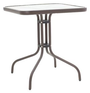 Masa exterior Watson din metal maro cu sticla 70x70x70cm
