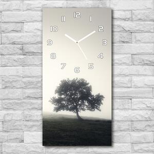 Ceas de sticlă pe perete vertical Arborele în ceață