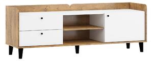 Comodă TV Gilroy 126Alb lucios, Stejar vișiniu, 16x6x5cm