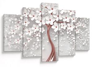 Tablou - Imaginea copacului alb cu flori albe, rosegold (150x105 cm)