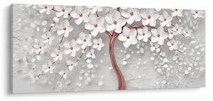 Tablou - Imaginea copacului alb cu flori albe, rosegold (120x50 cm)