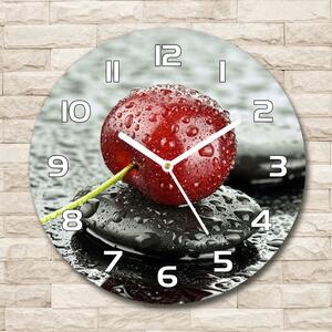Ceas perete din sticlă rotund Cherry în ploaie