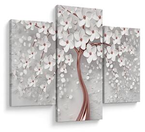 Tablou - Imaginea copacului alb cu flori albe, rosegold (90x60 cm)