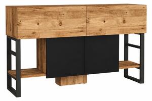 Comoda ML25 - A, pin atlantic/negru, PAL melaminat/metal, 139x43x84 cm