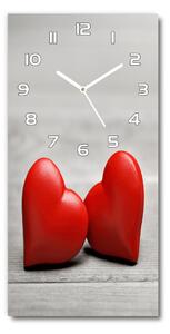 Ceas vertical de perete din sticlă Inima pe lemn