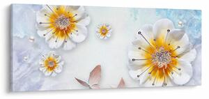 Tablou - Copoziția flori și fluturi (120x50 cm)